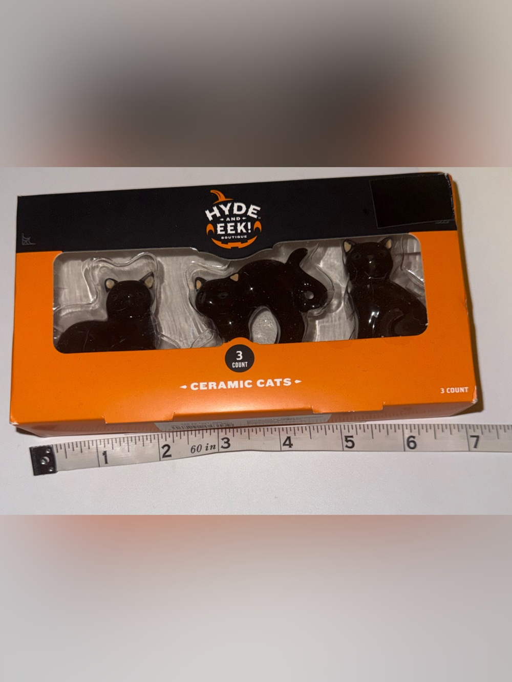 Black Ceramic Cat Figurine Set (3-Count) New in Box